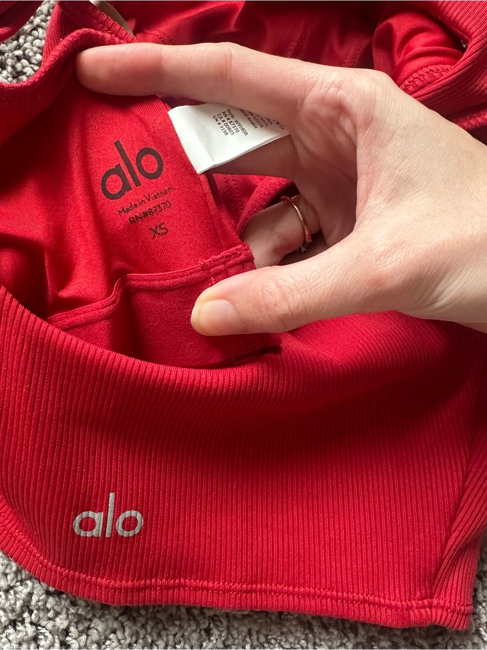 ALO Yoga Red Ribbed Racerback Crop Tank - Picture 4 of 4